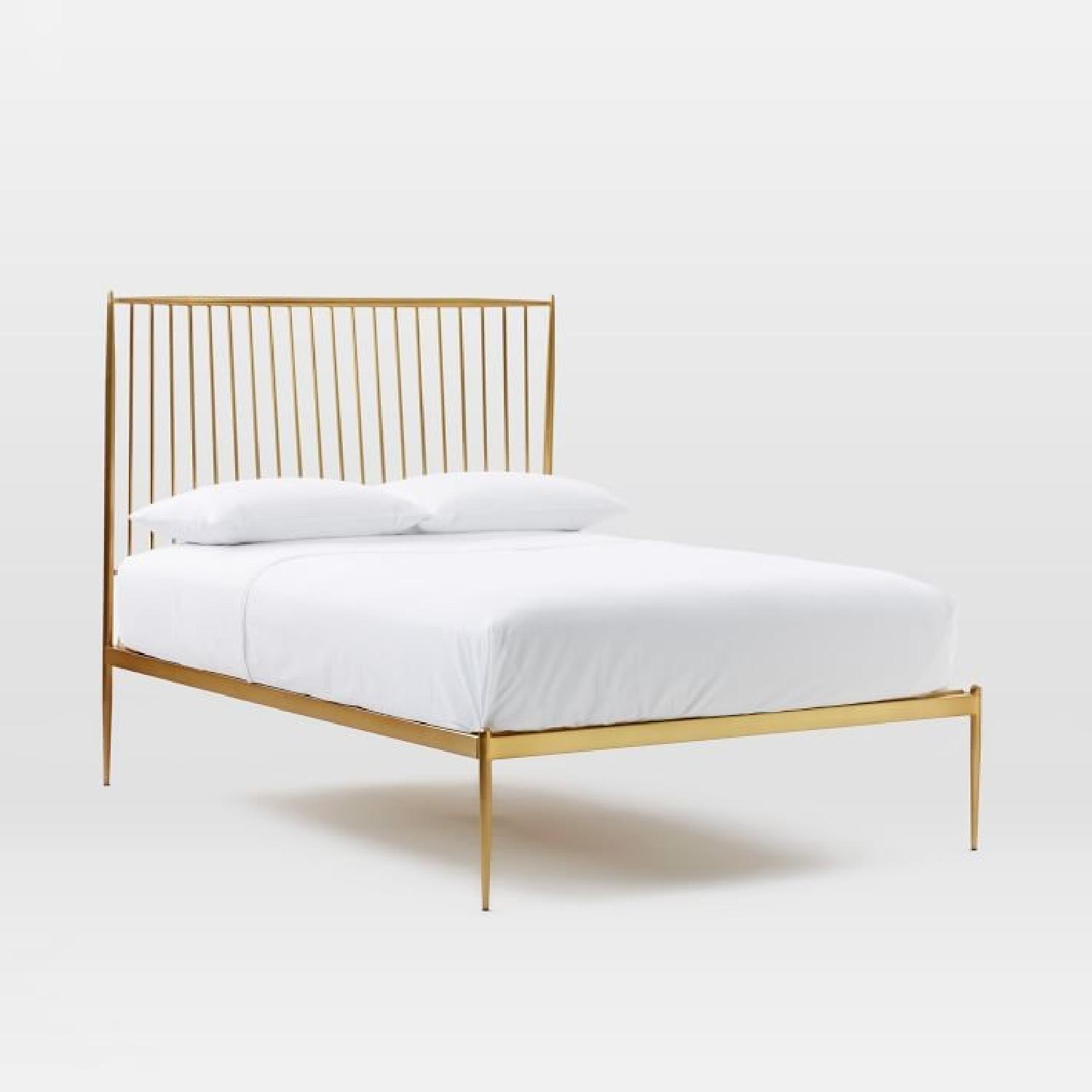 West Elm Full Size Brass Stella Metal Bed Frame - image-1