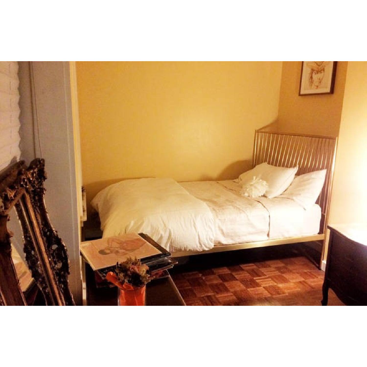 West Elm Full Size Brass Stella Metal Bed Frame - image-2