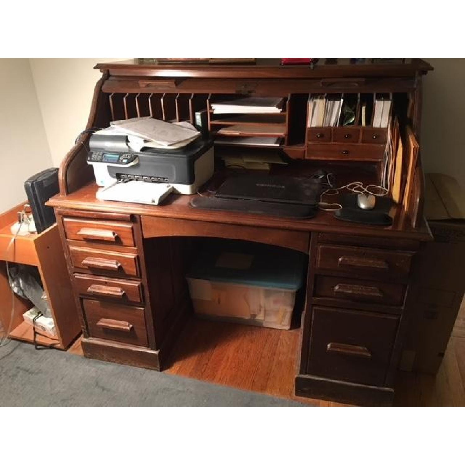 Vintage 1920's Roll Top Desk - image-1