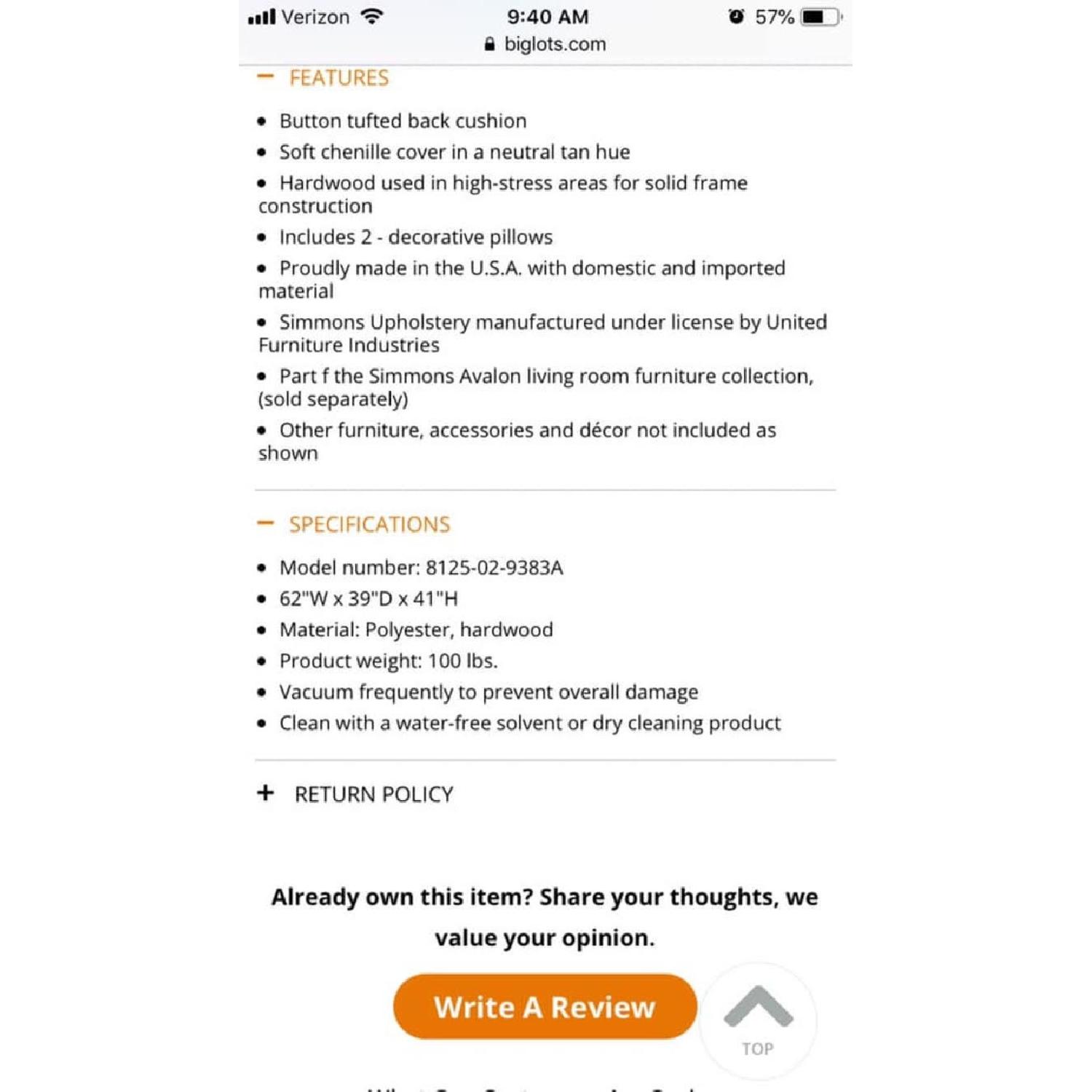 Simmons Bedding Co Avalon Loveseat - image-2