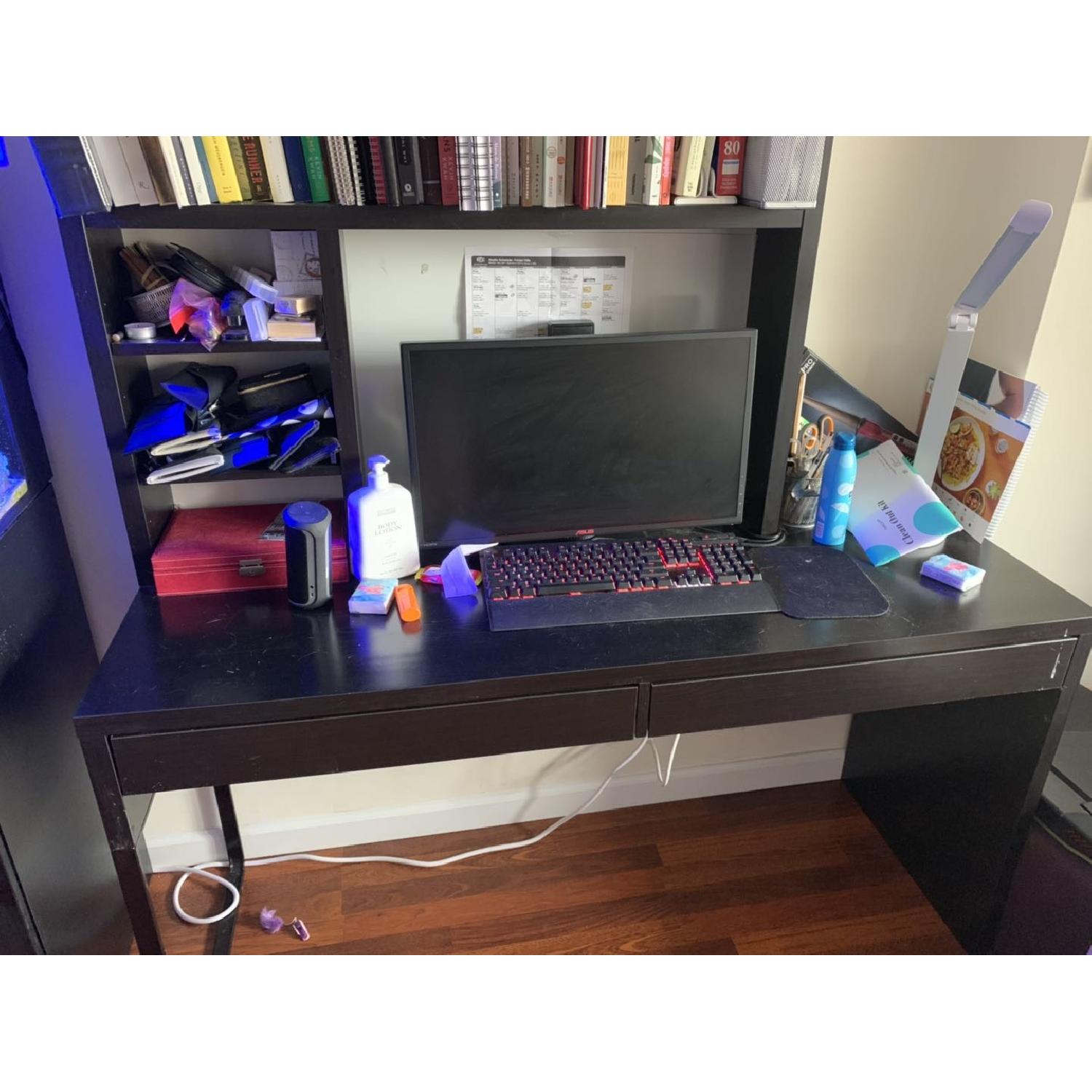 Ikea Micke Desk & Top Shelf Addon - image-1