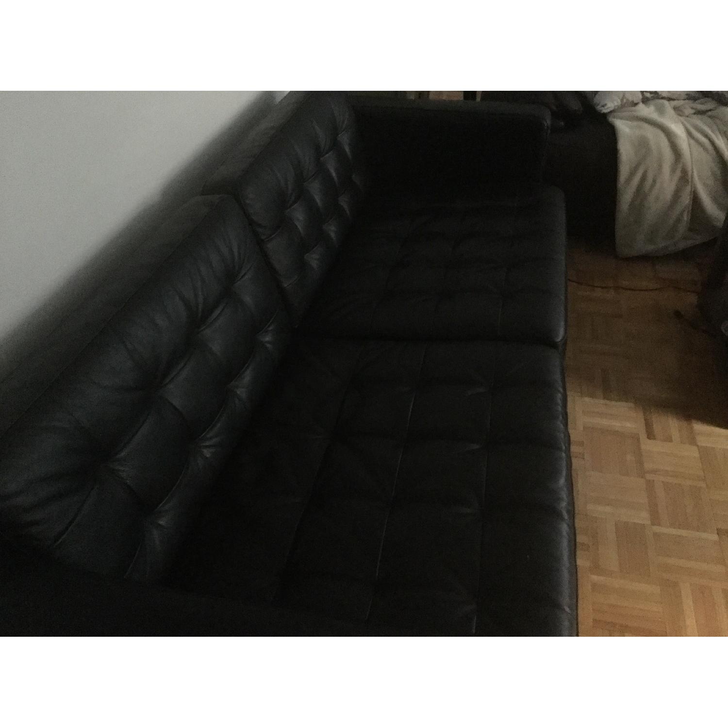Ikea Black Tufted Leather Sofa - image-3
