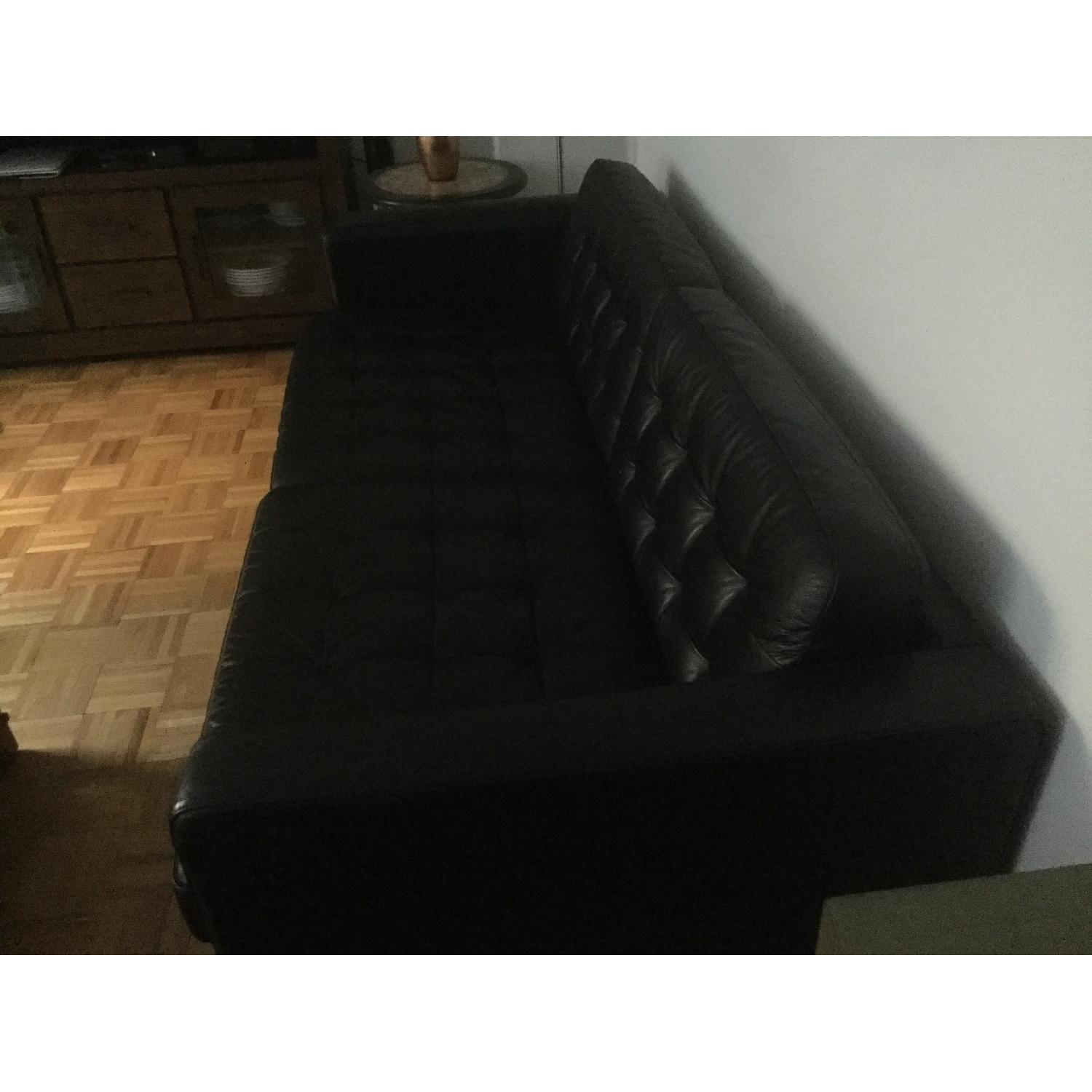 Ikea Black Tufted Leather Sofa - image-4