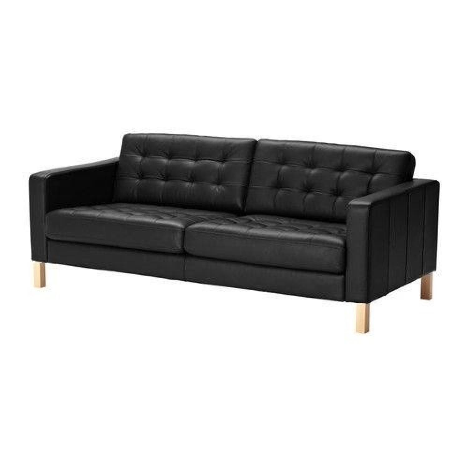 Ikea Black Tufted Leather Sofa AptDeco
