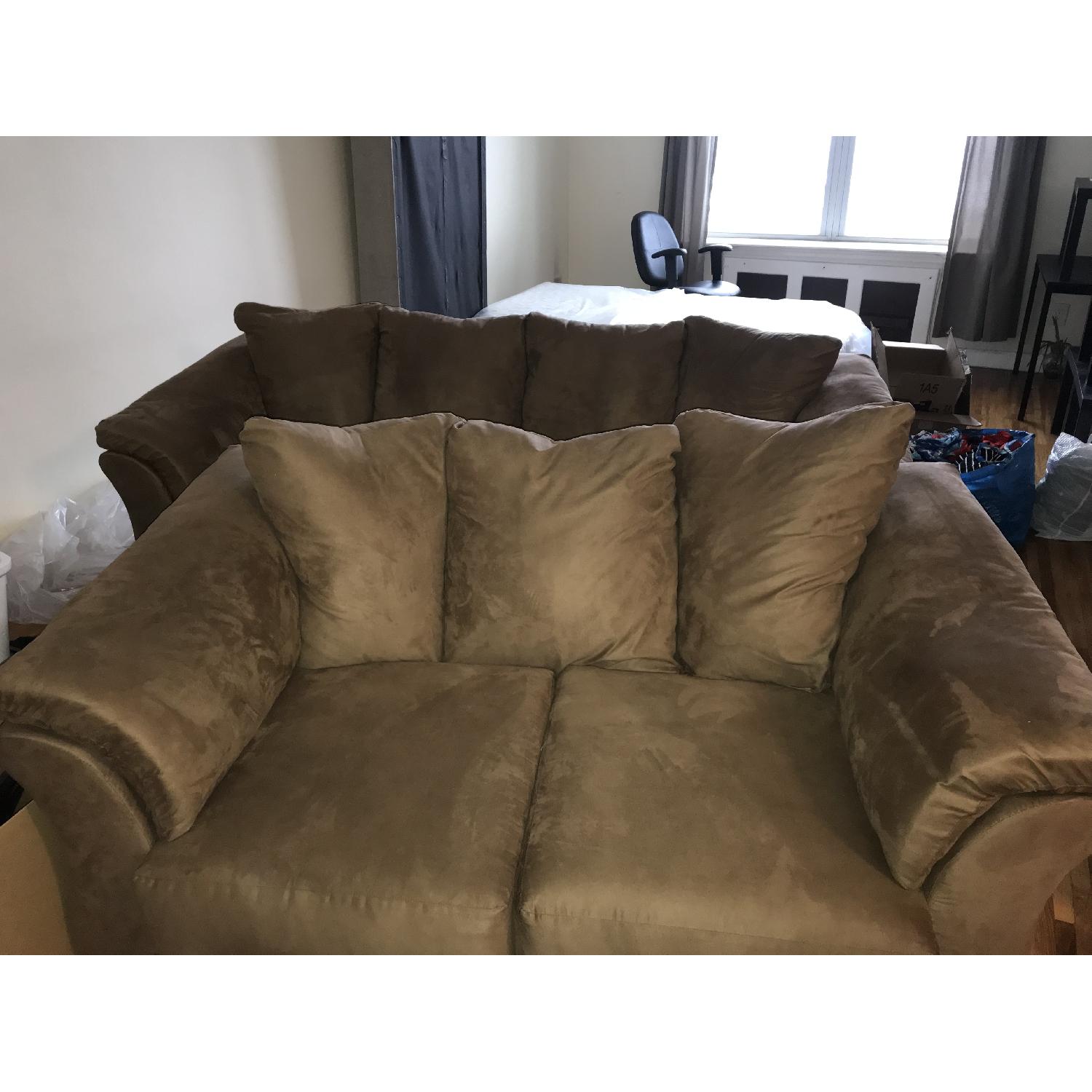 Mocha Suede Loveseat - image-1