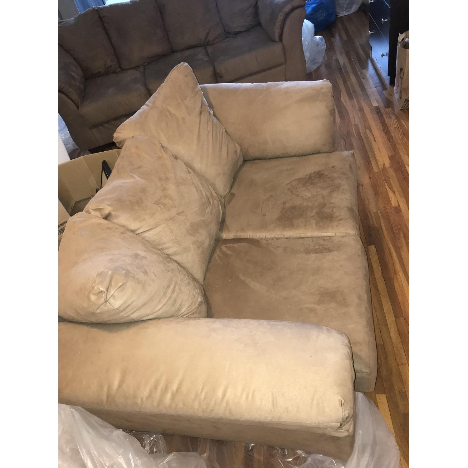 Mocha Suede Loveseat - image-2