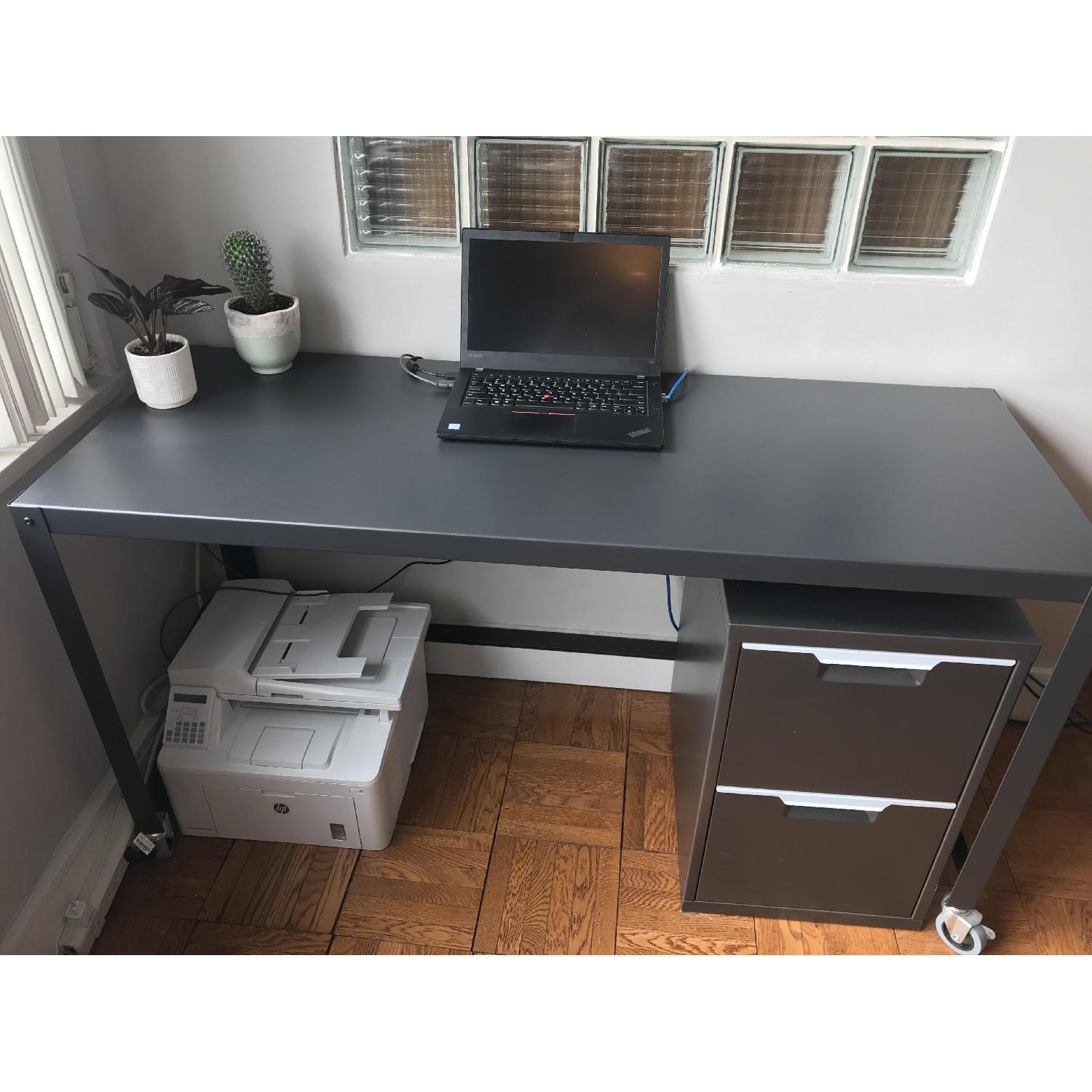 CB2 Go-Cart Rolling Console Table in Carbon - image-4