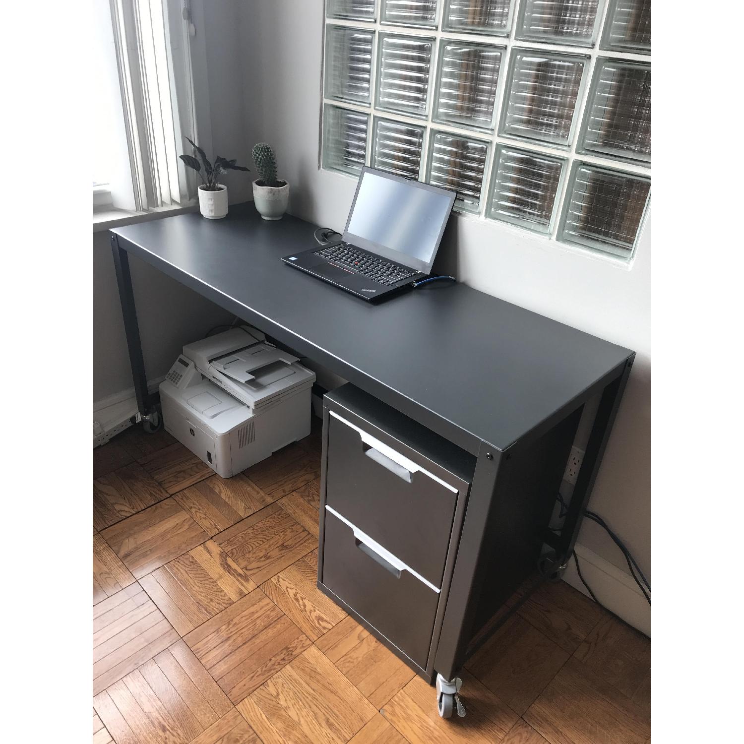 CB2 GoCart Rolling Console Table in Carbon AptDeco