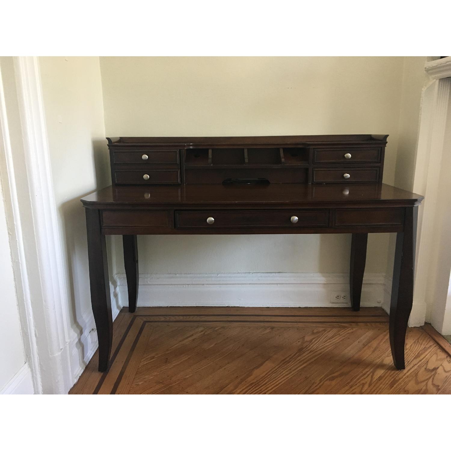 Altra Furniture Dark Walnut Writing Desk w/ Hutch - image-1