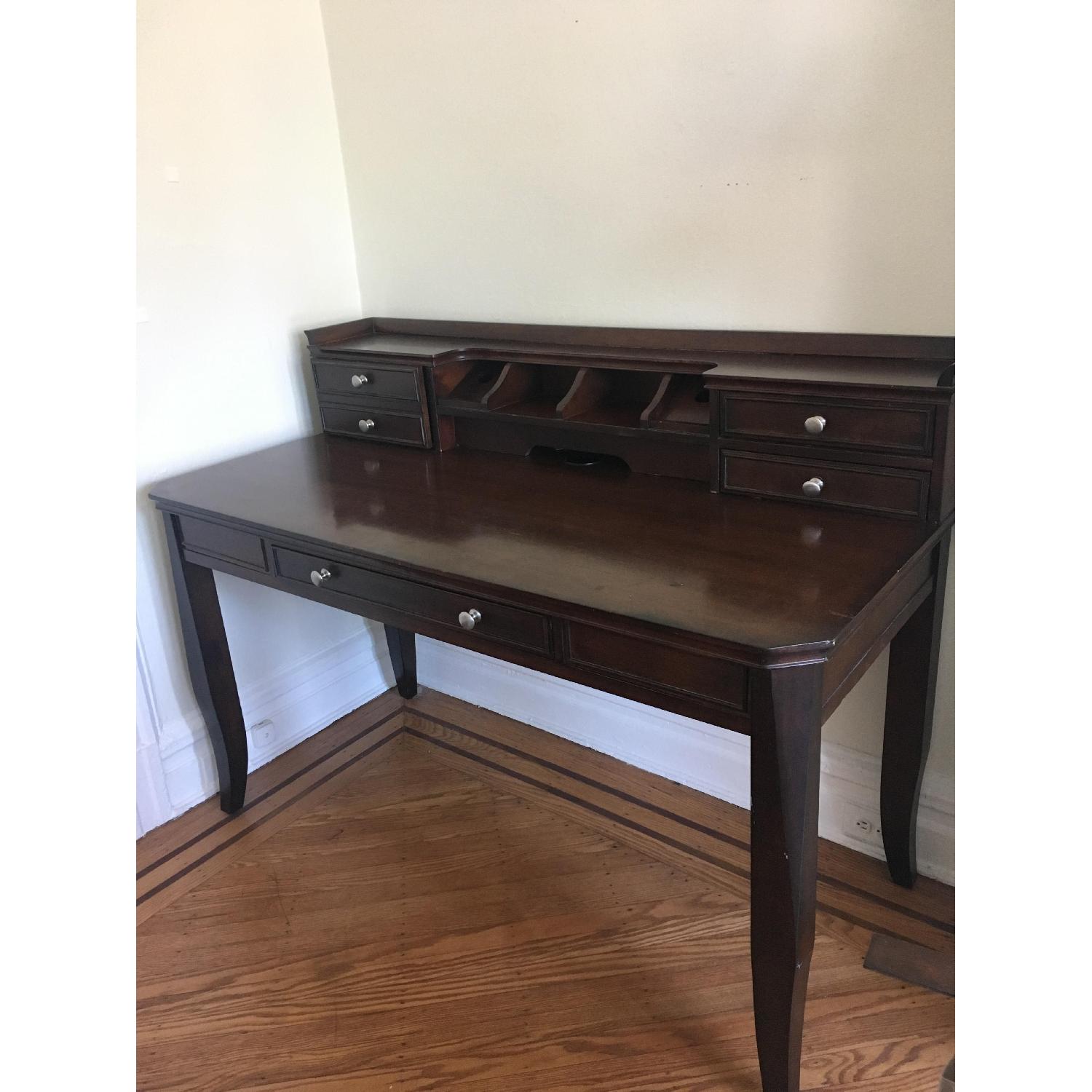 Altra Furniture Dark Walnut Writing Desk w/ Hutch - image-2