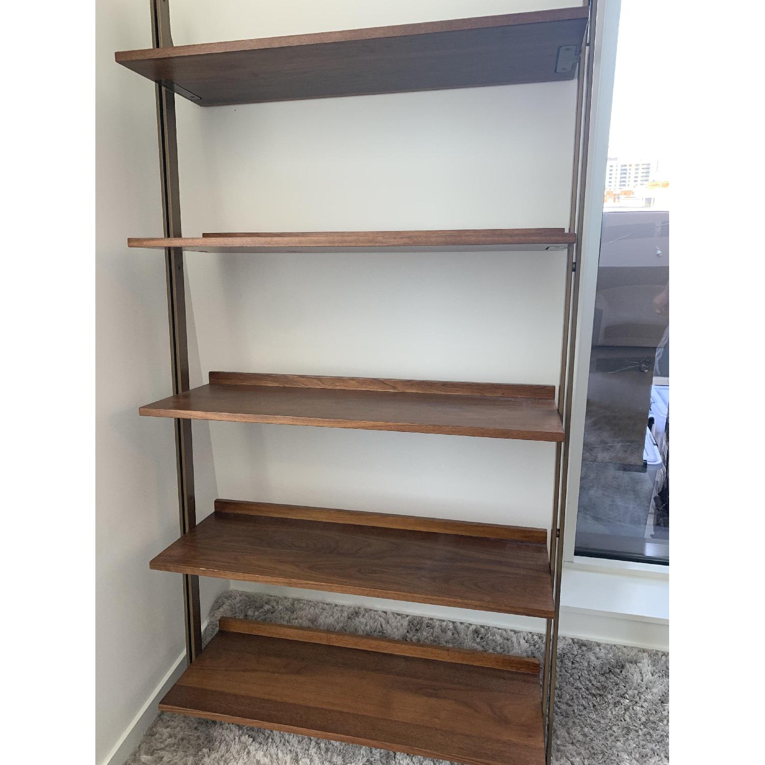 West Elm Mid Century Bookcase in Acorn & Antique Brass AptDeco
