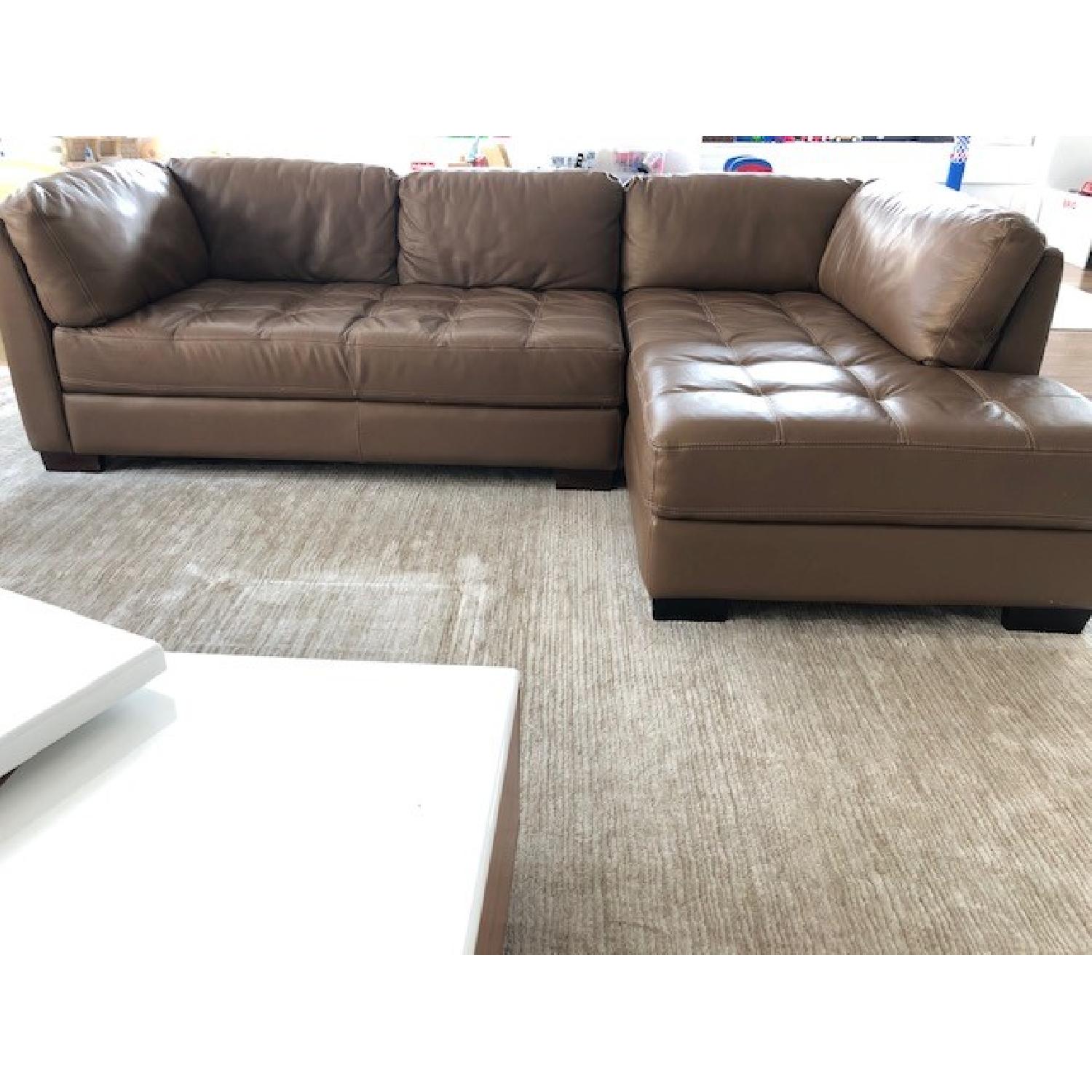 Bloomingdale's Brown Leather 2Piece Sectional Sofa AptDeco