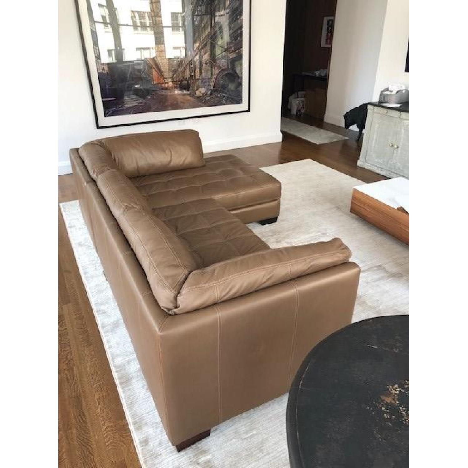 Bloomingdale's Brown Leather 2Piece Sectional Sofa AptDeco