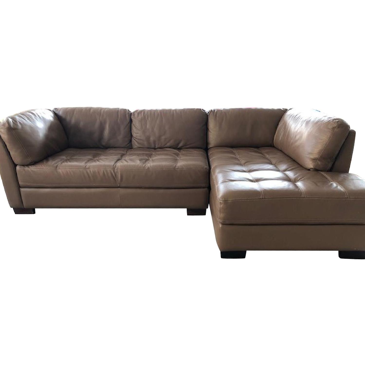 Bloomingdale's Brown Leather 2Piece Sectional Sofa AptDeco
