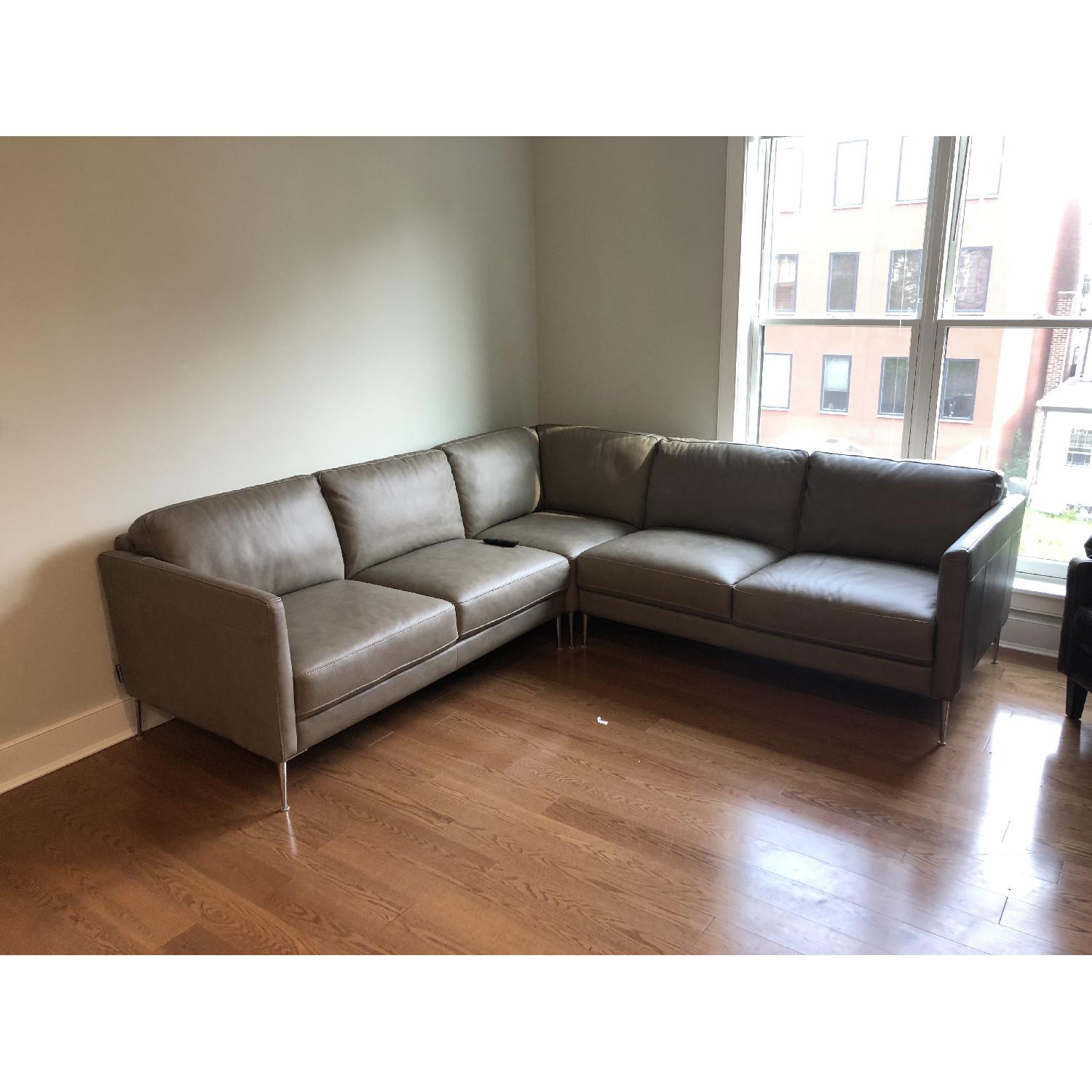 Chateau D'ax Italian Leather Sectional Sofa - image-1