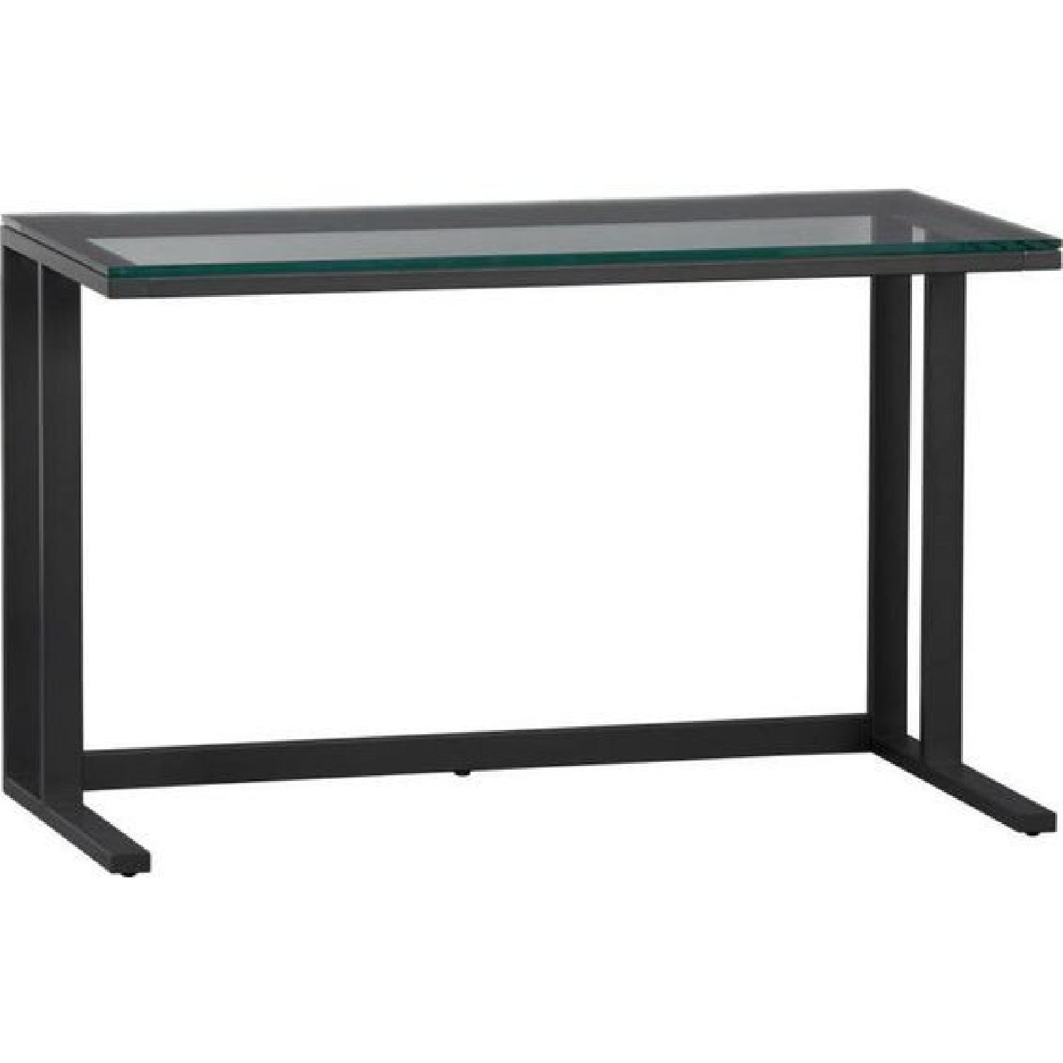 Crate & Barrel Pilsen Graphite Desk w/ Glass Top AptDeco