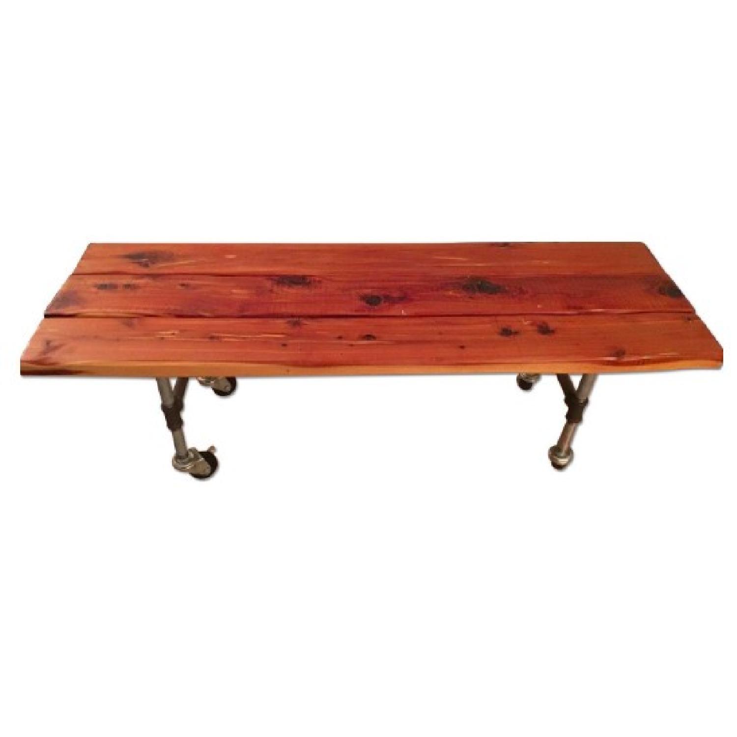 Handmade Cedar Wood & Steel Coffee Table - image-0