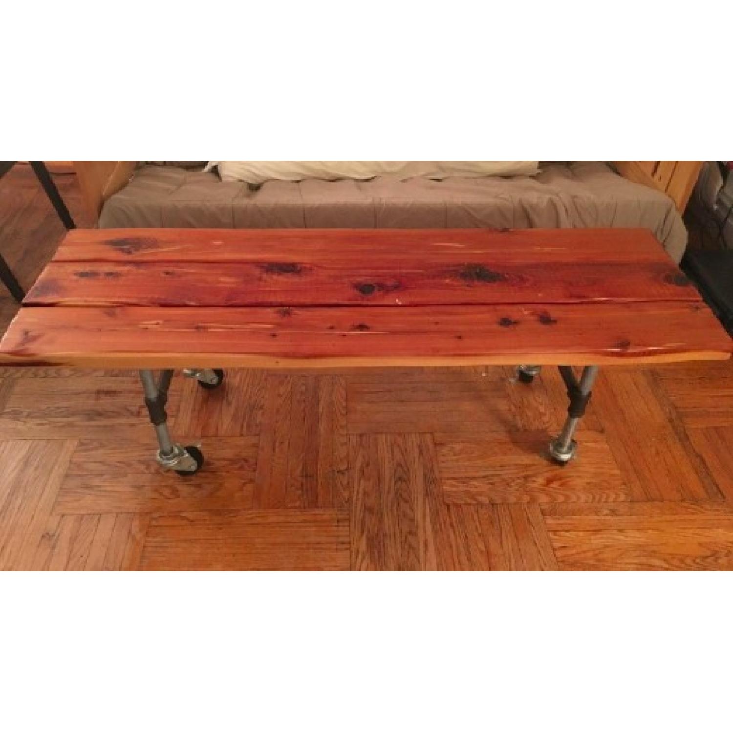 Handmade Cedar Wood & Steel Coffee Table - image-1