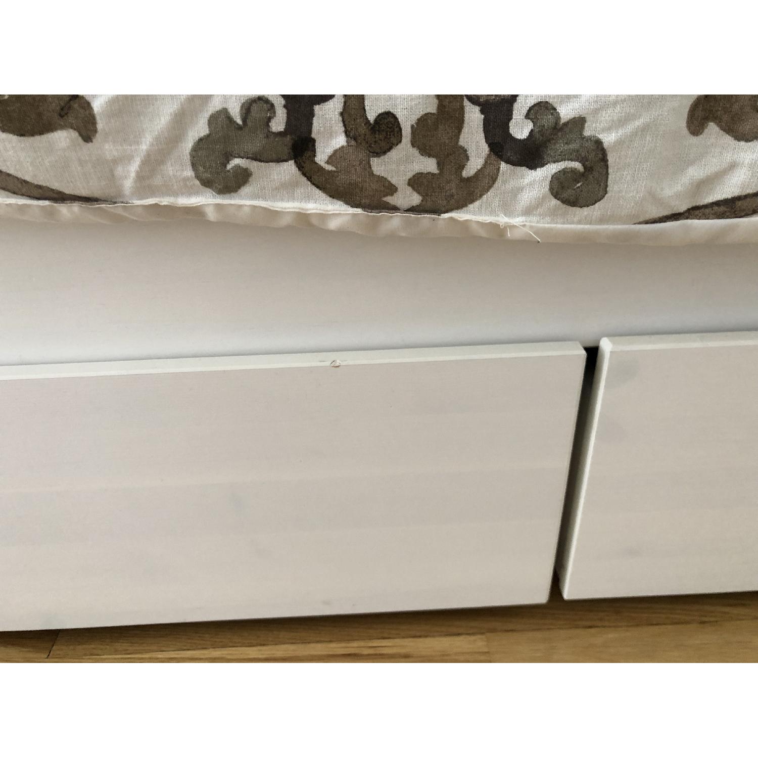 Ikea Hemnes White Stain Bed Frame w/ 4 Storage Boxes & Lury - image-2