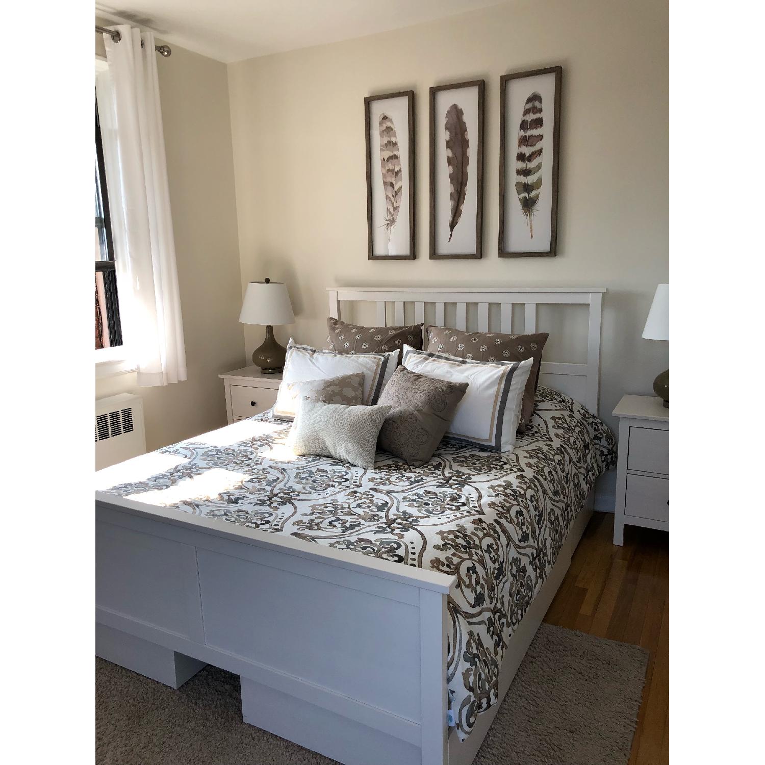 Ikea Hemnes White Stain Bed Frame w/ 4 Storage Boxes & Lury - image-3