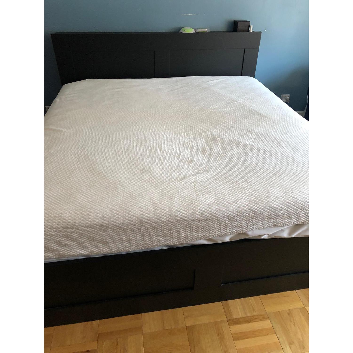 Ikea Brimnes King Storage Bed Frame w/ Storage Headboard - image-1