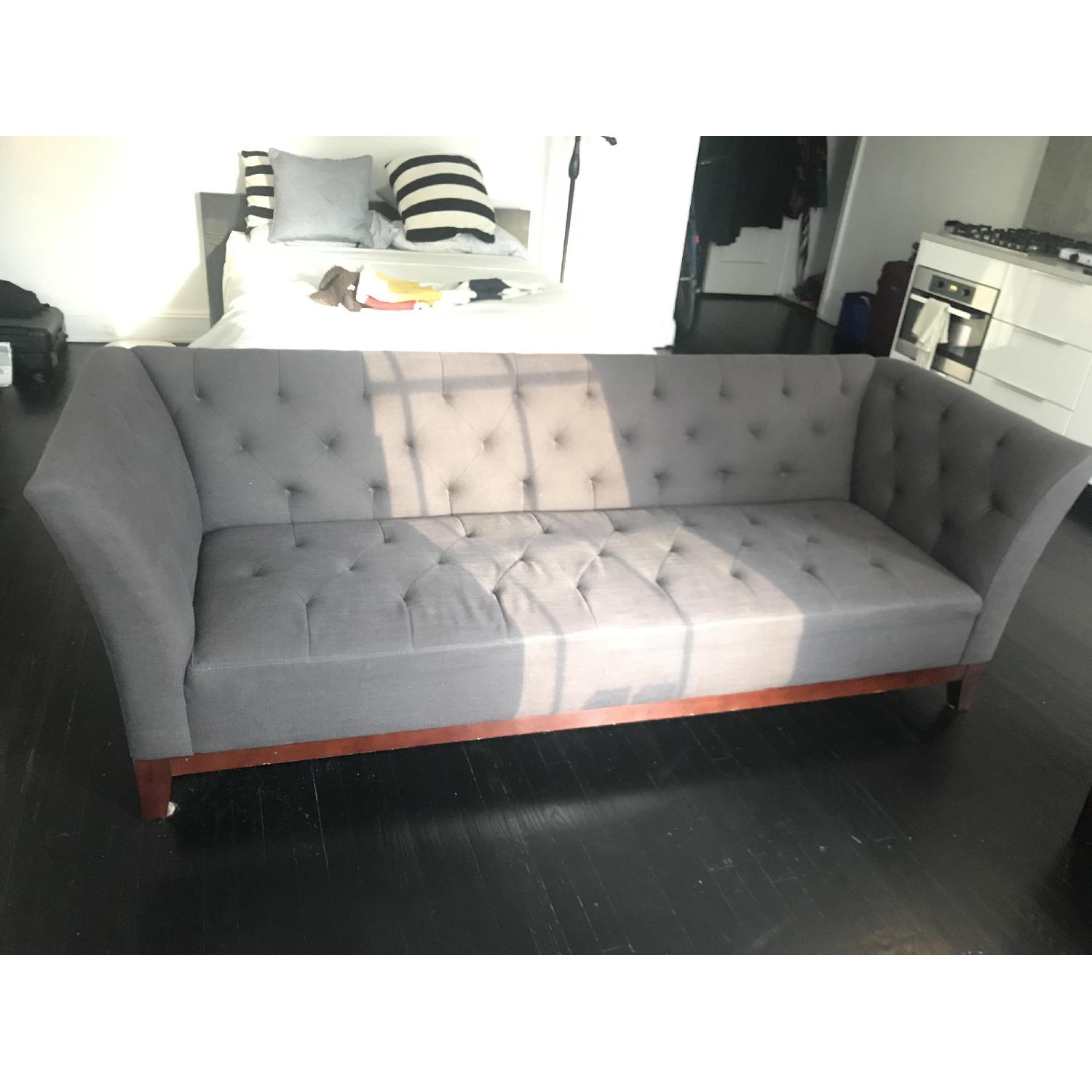 Modern Grey Tufted Sofa + Lounge Chair - image-1