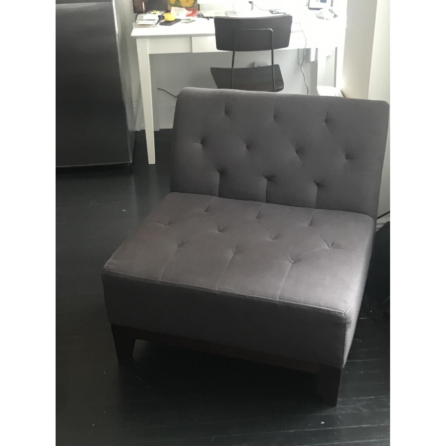 Modern Grey Tufted Sofa + Lounge Chair - image-3