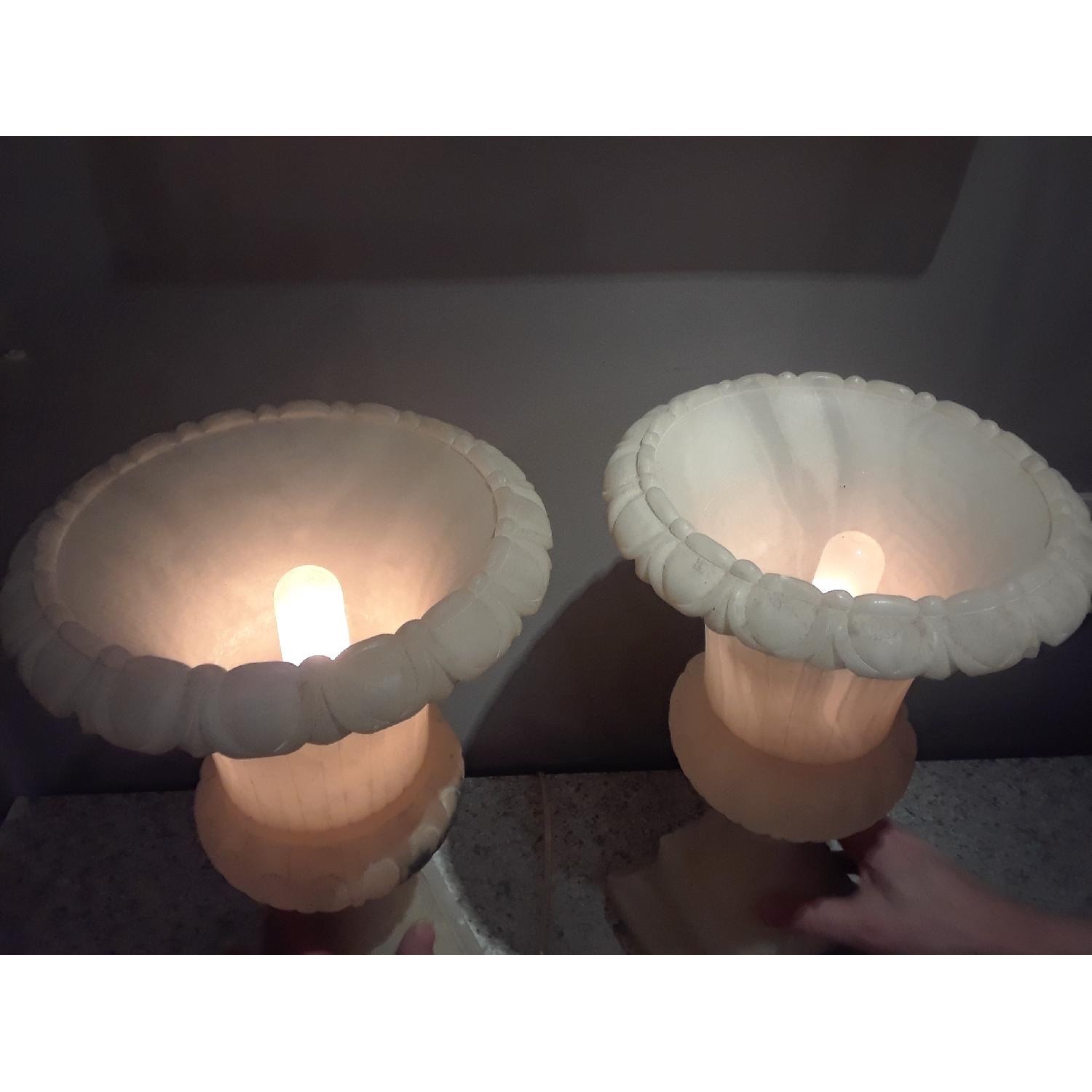 Vintage Carved Alabaster Urn Lamps - image-6