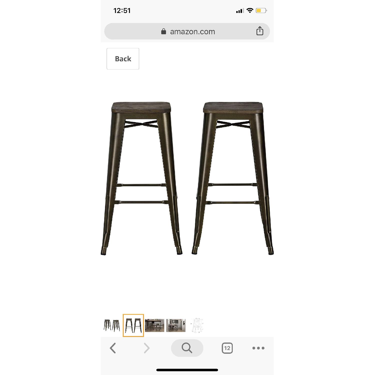 DHP Fusion Metal Backless Bar Stool w/ Wood Seat - image-1