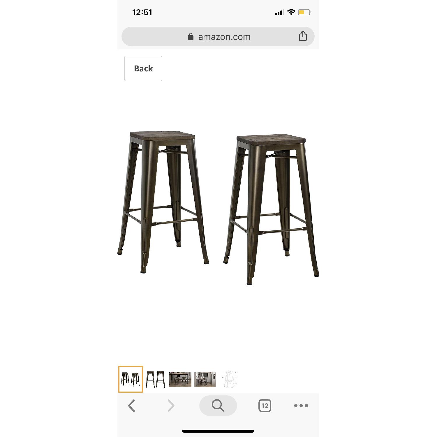 DHP Fusion Metal Backless Bar Stool w/ Wood Seat - image-2