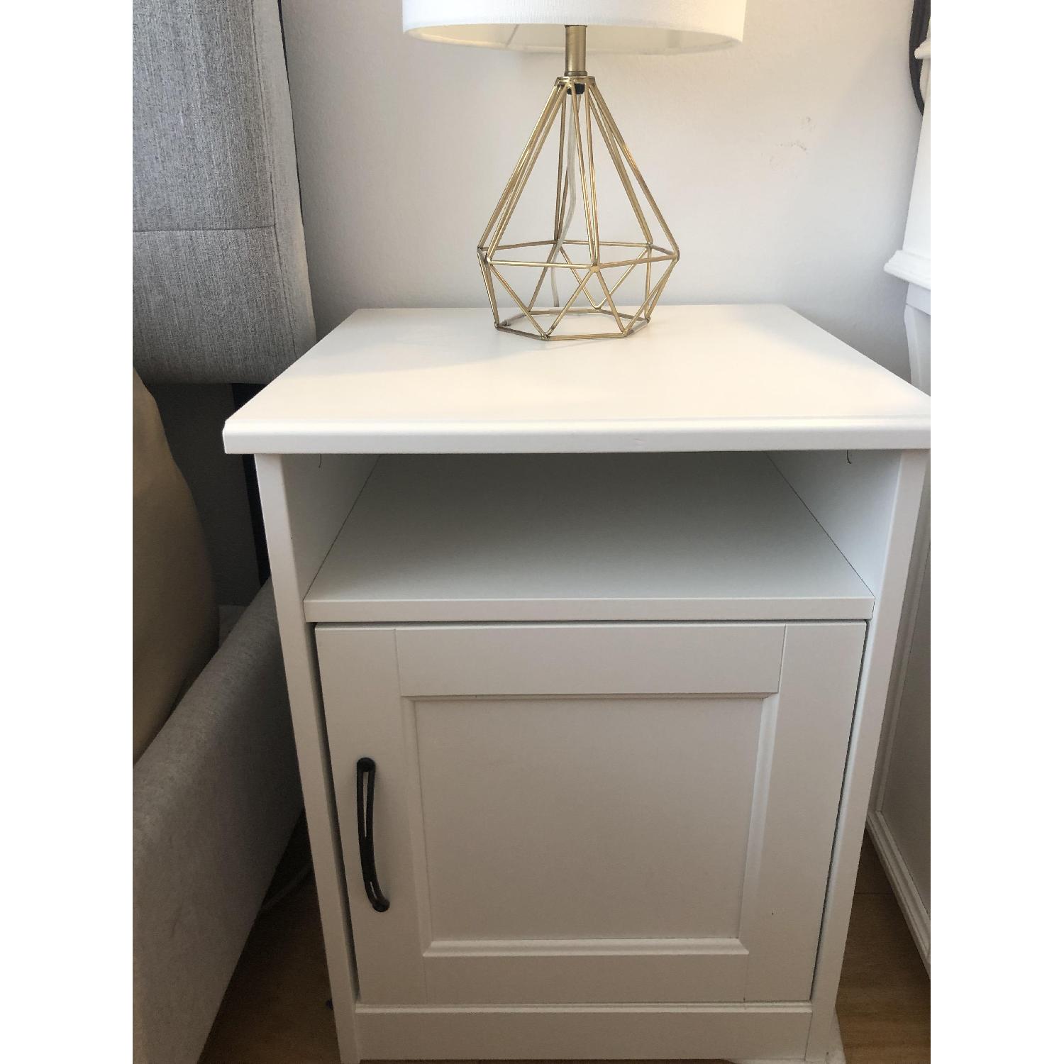 Ikea White Bedside Table w/ & Shelf AptDeco