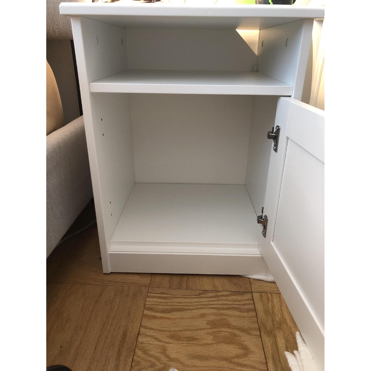 Ikea White Bedside Table w/ Cabinet & Shelf - image-3