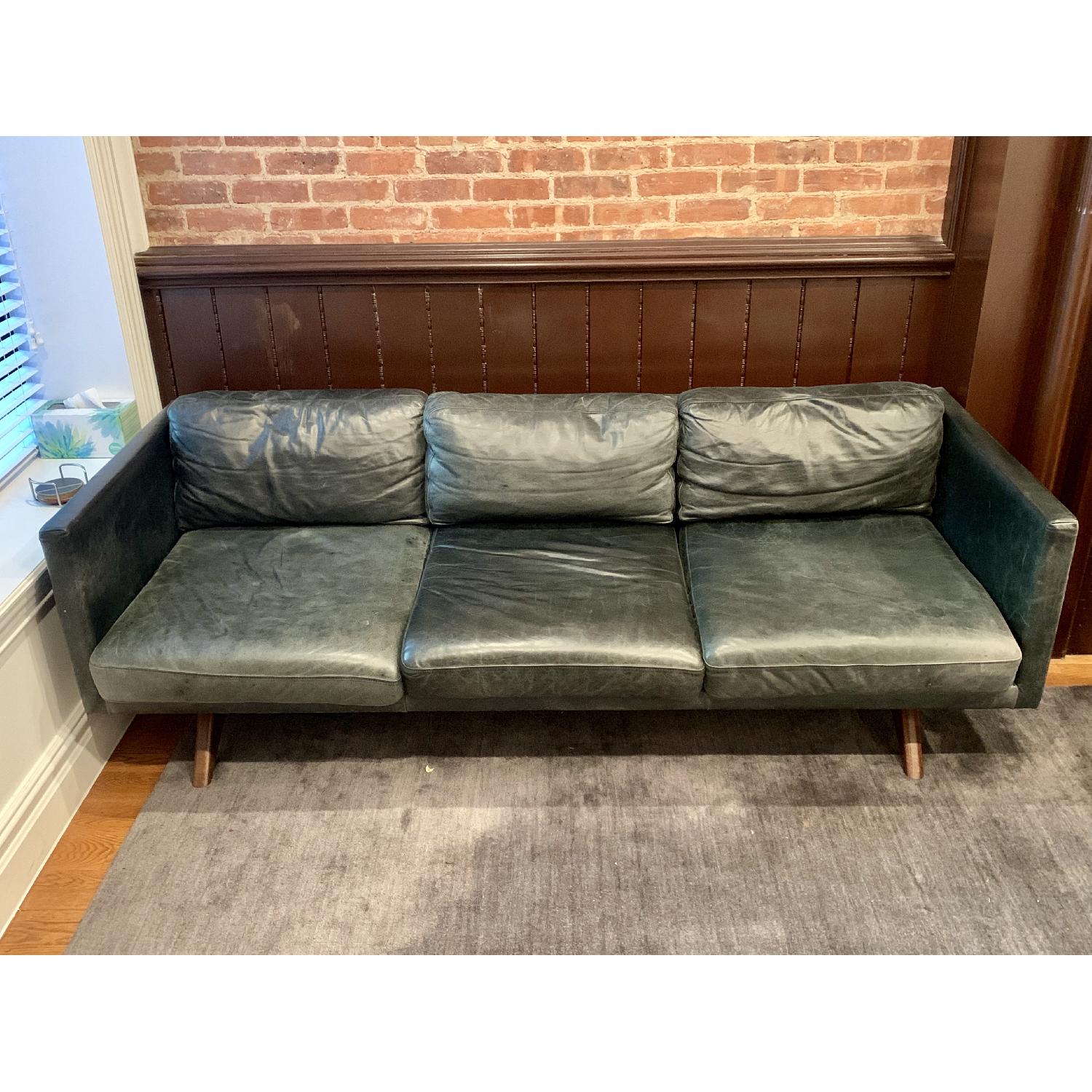 West Elm Brooklyn Sofa in Black Licorice Leather - image-1