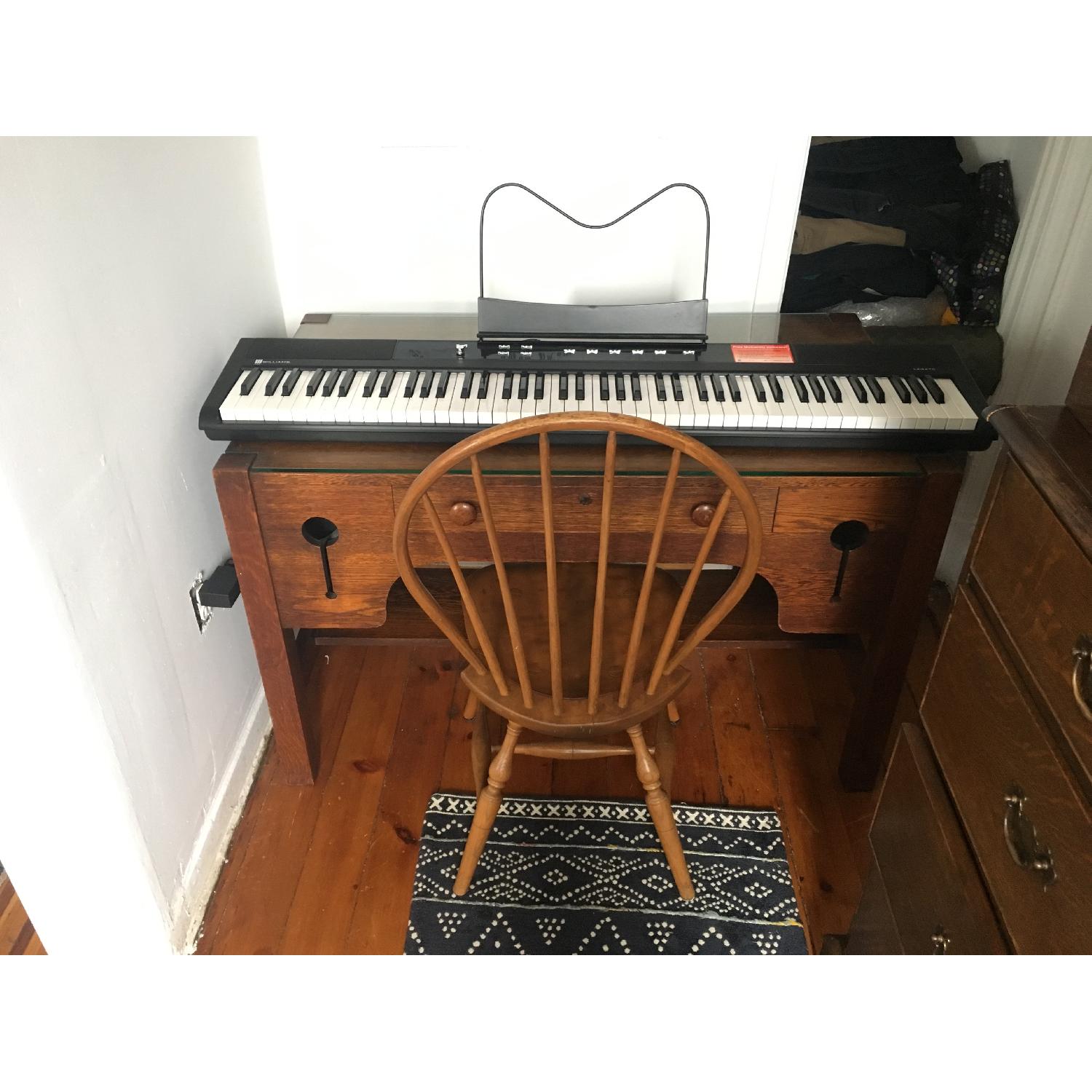 Antique Solid Tiger Oak Mission Style Desk - image-6