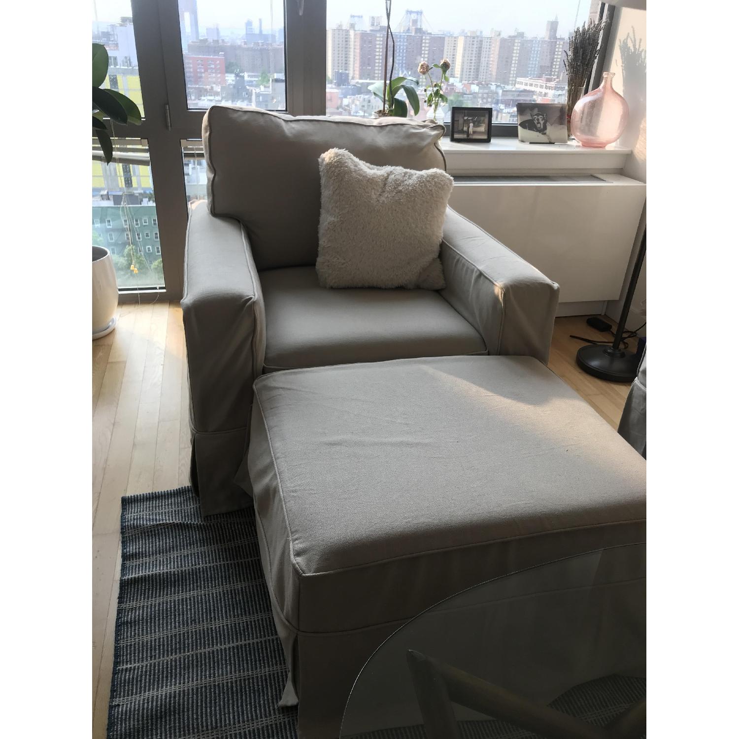 Pottery Barn PB Comfort Square Grand Arm Chair & Ottoman - image-1