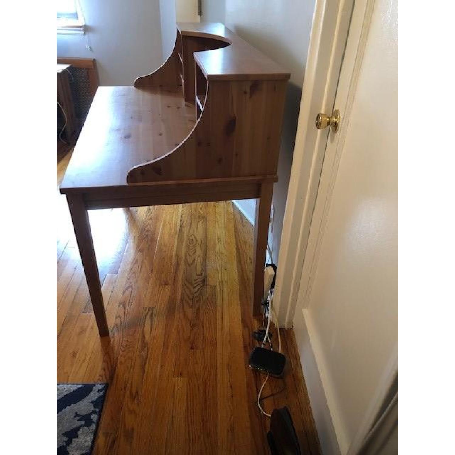 Ikea Leksvik Antique Stained Solid Pine Desk - AptDeco