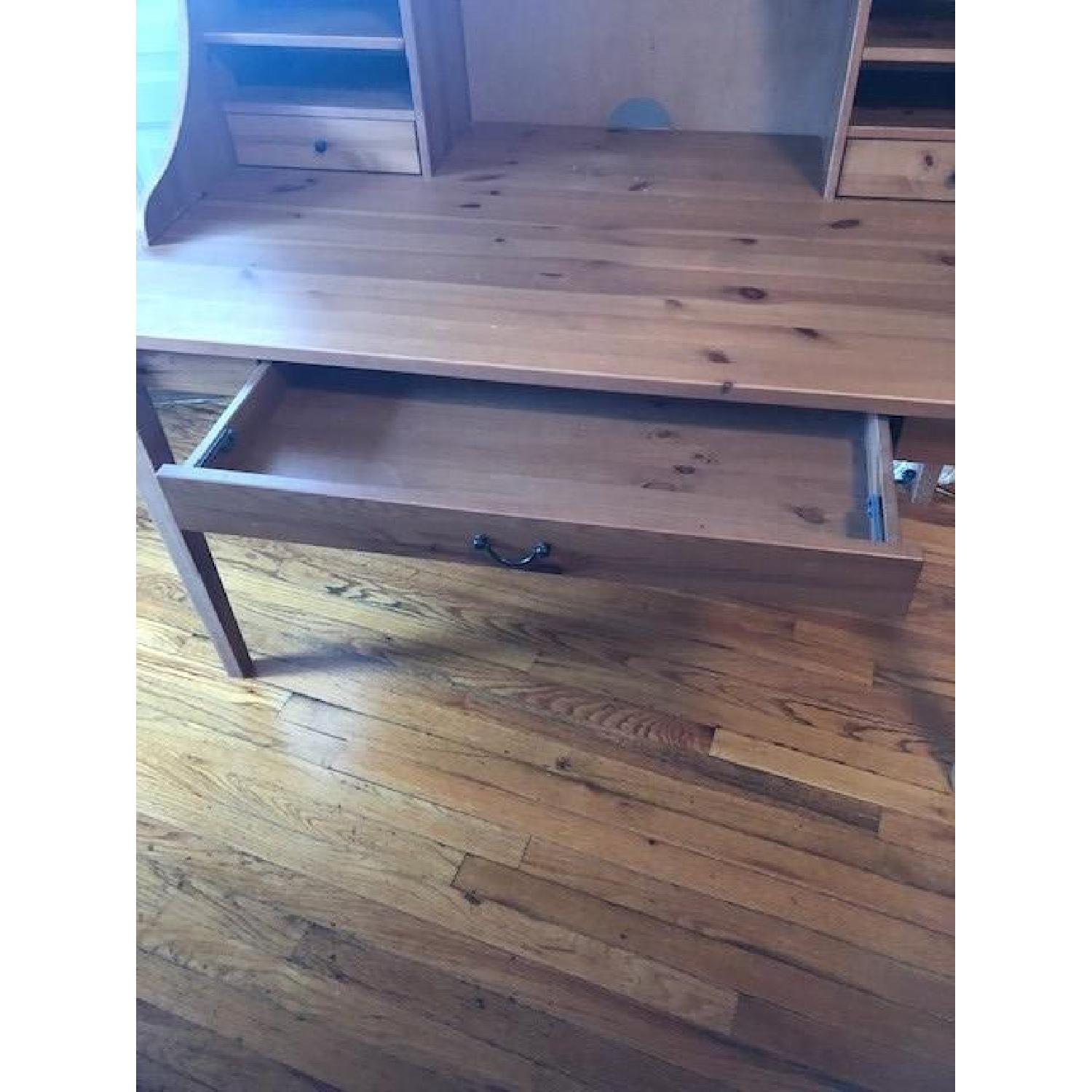 Ikea Leksvik Antique Stained Solid Pine Desk AptDeco