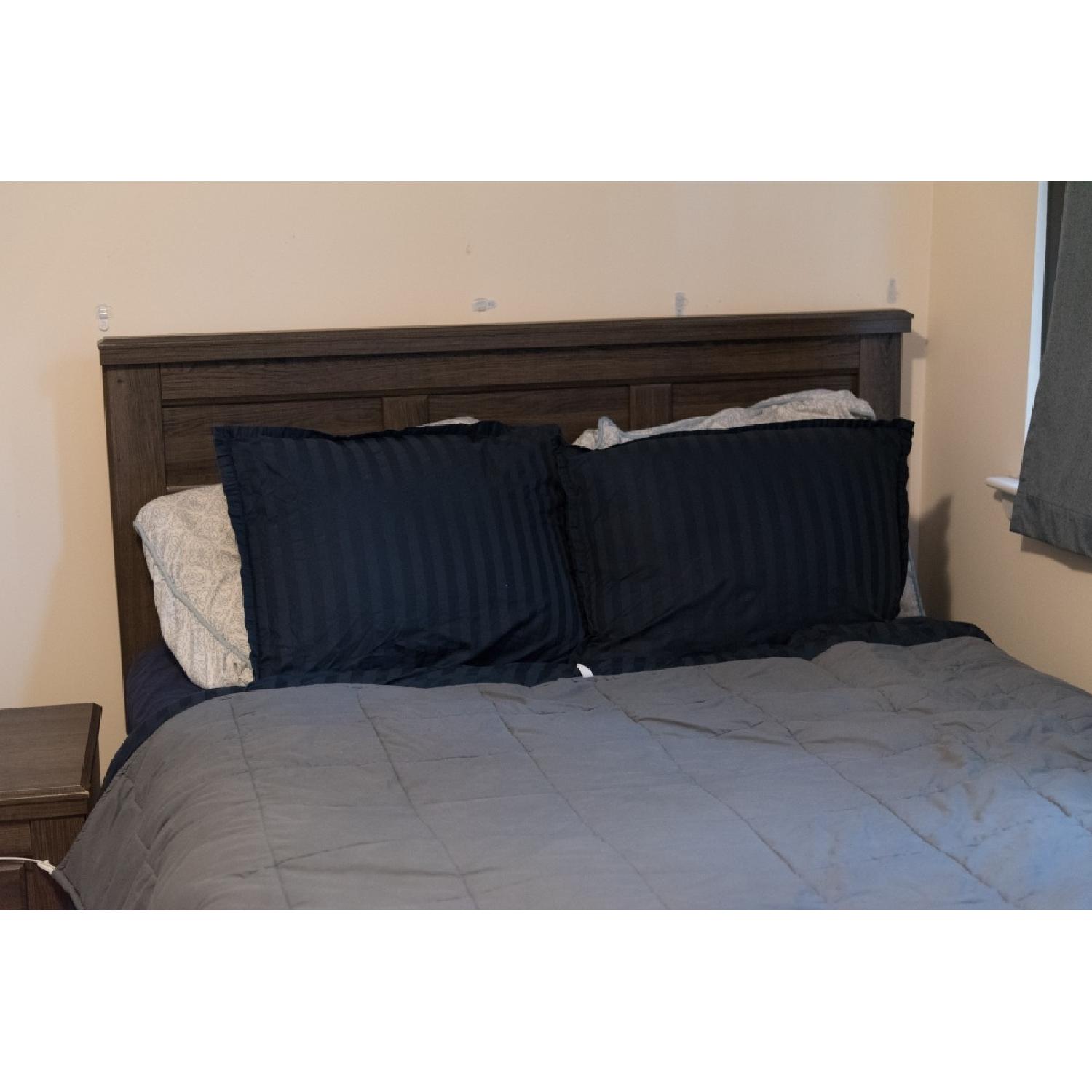 Full Size Espresso Wood Bed Frame w/ Headboard AptDeco