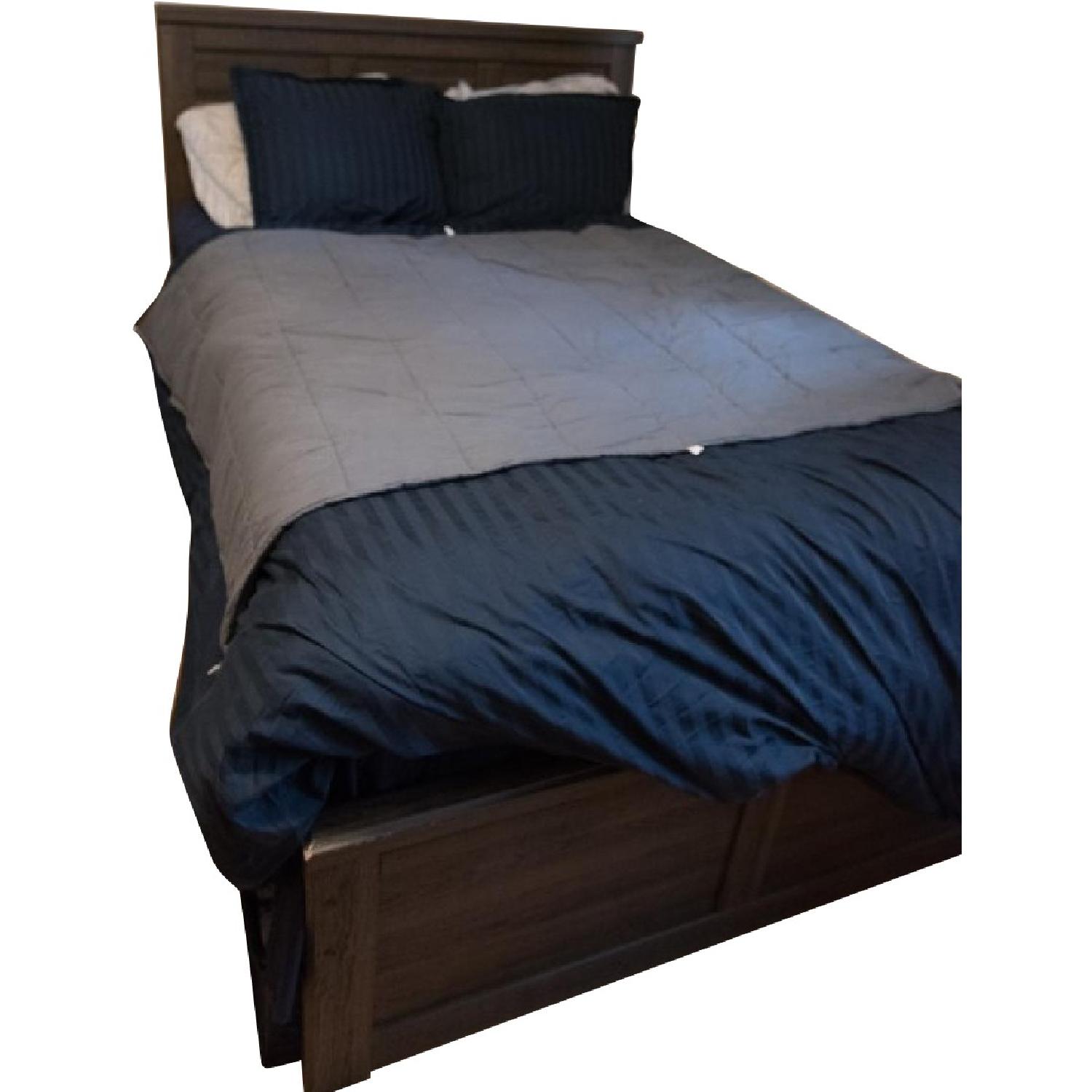 Full Size Espresso Wood Bed Frame w/ Headboard AptDeco