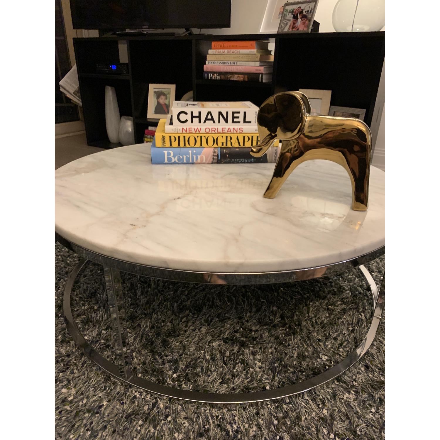 CB2 Smart Round Marble Top Coffee Table AptDeco