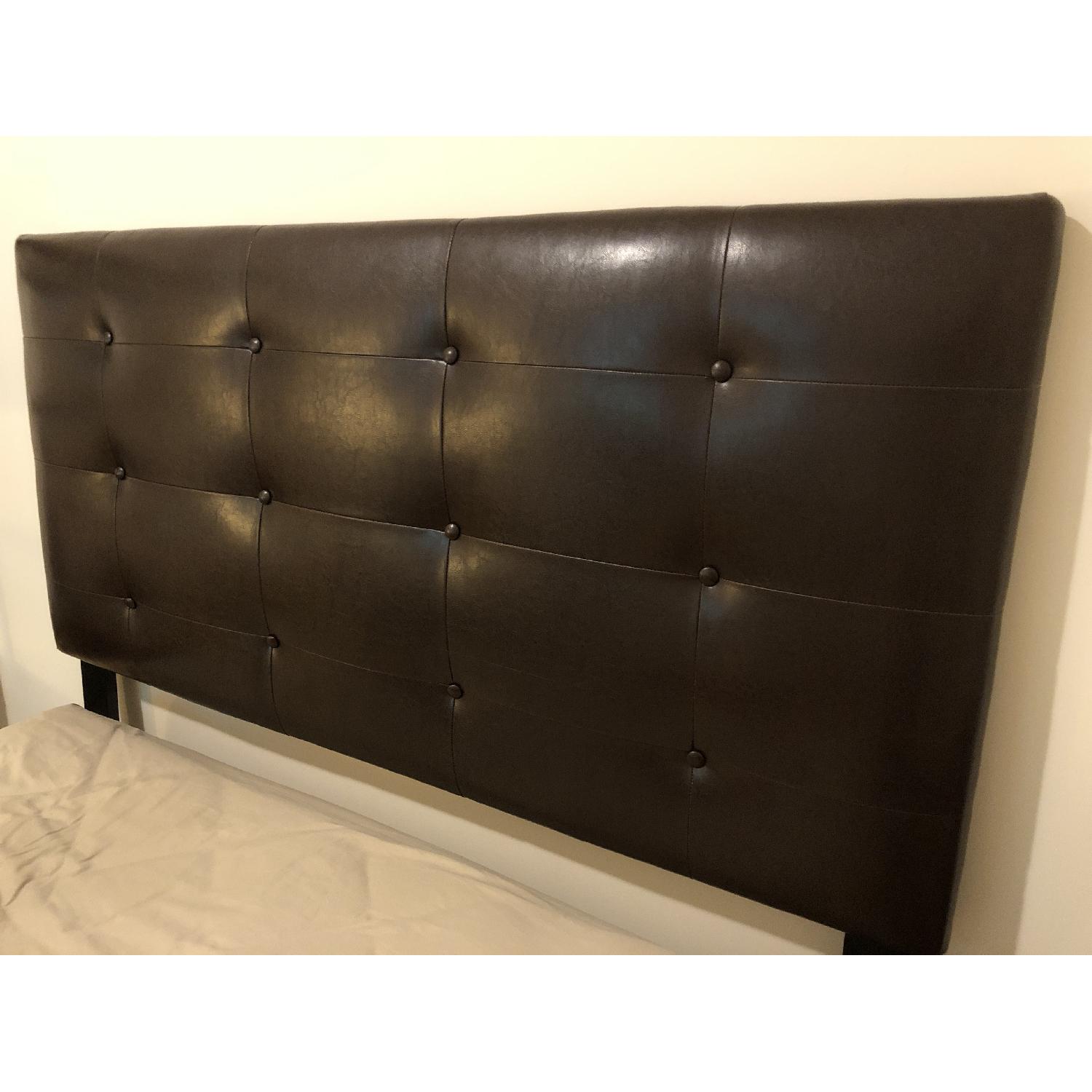 Brown Leather Tufted Headboard - image-1