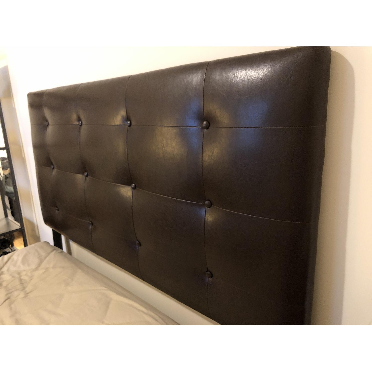 Brown Leather Tufted Headboard - image-2