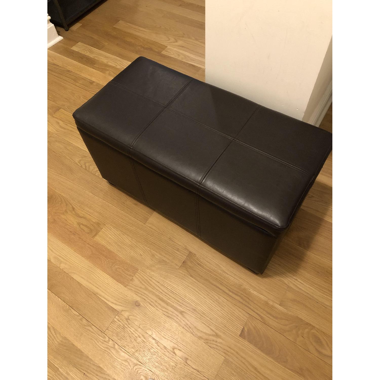 Target Brown Leather Storage Bench - image-1