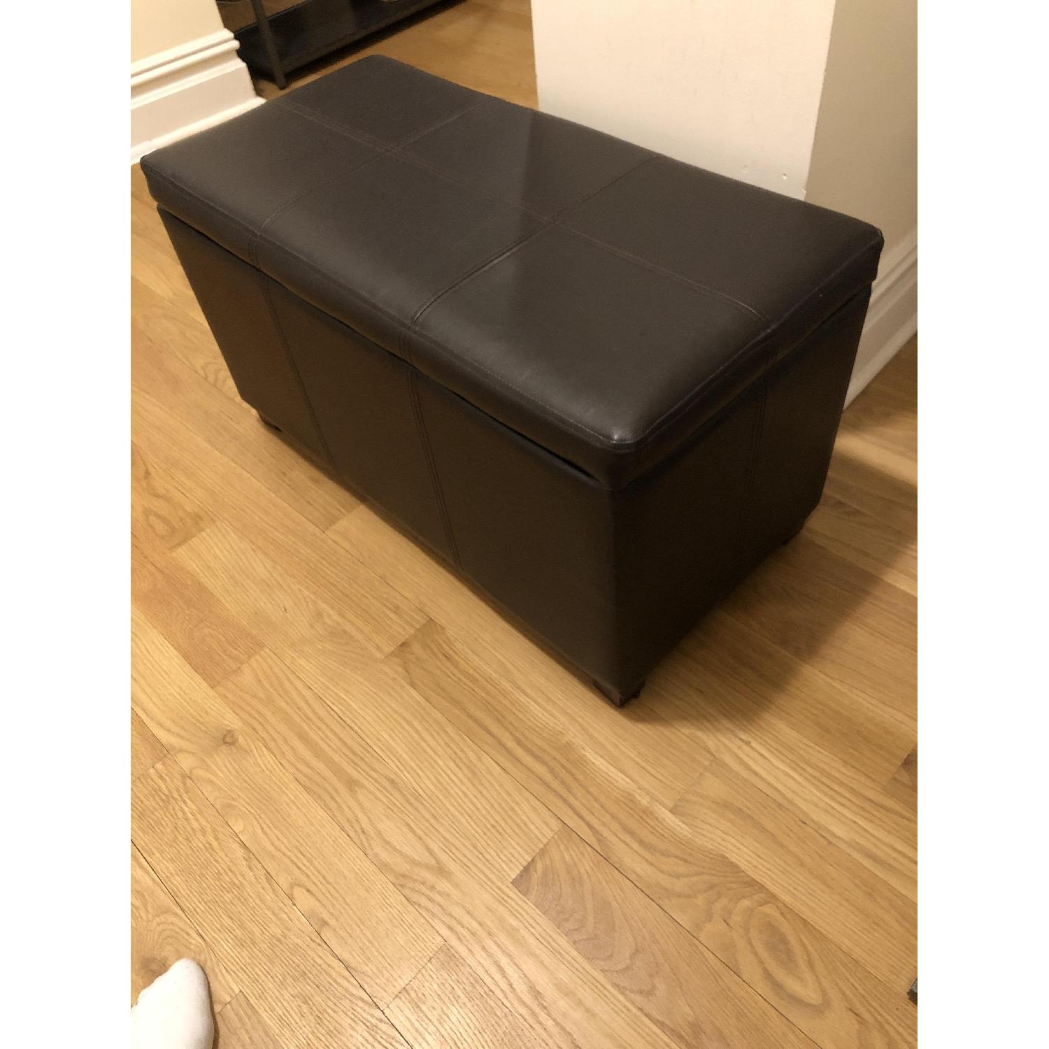 Target Brown Leather Storage Bench - image-2