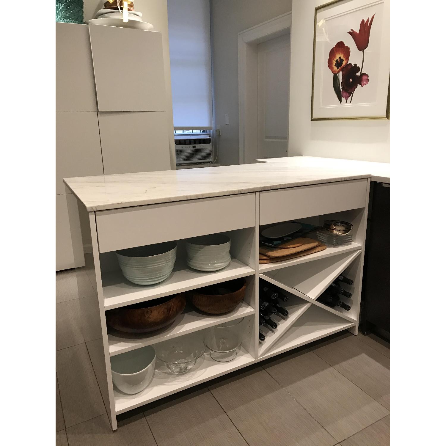 CB2 Marble Top Island AptDeco