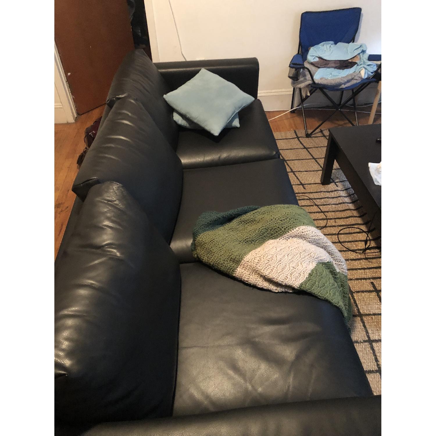 Ikea Vimle Black Faux Leather Sofa - image-3