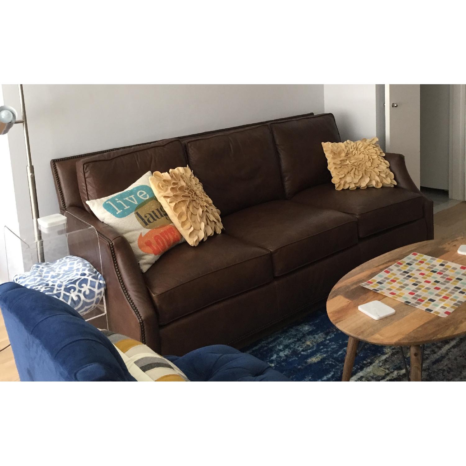 Thomasville Studded Leather 3-Seater Sofa - image-0