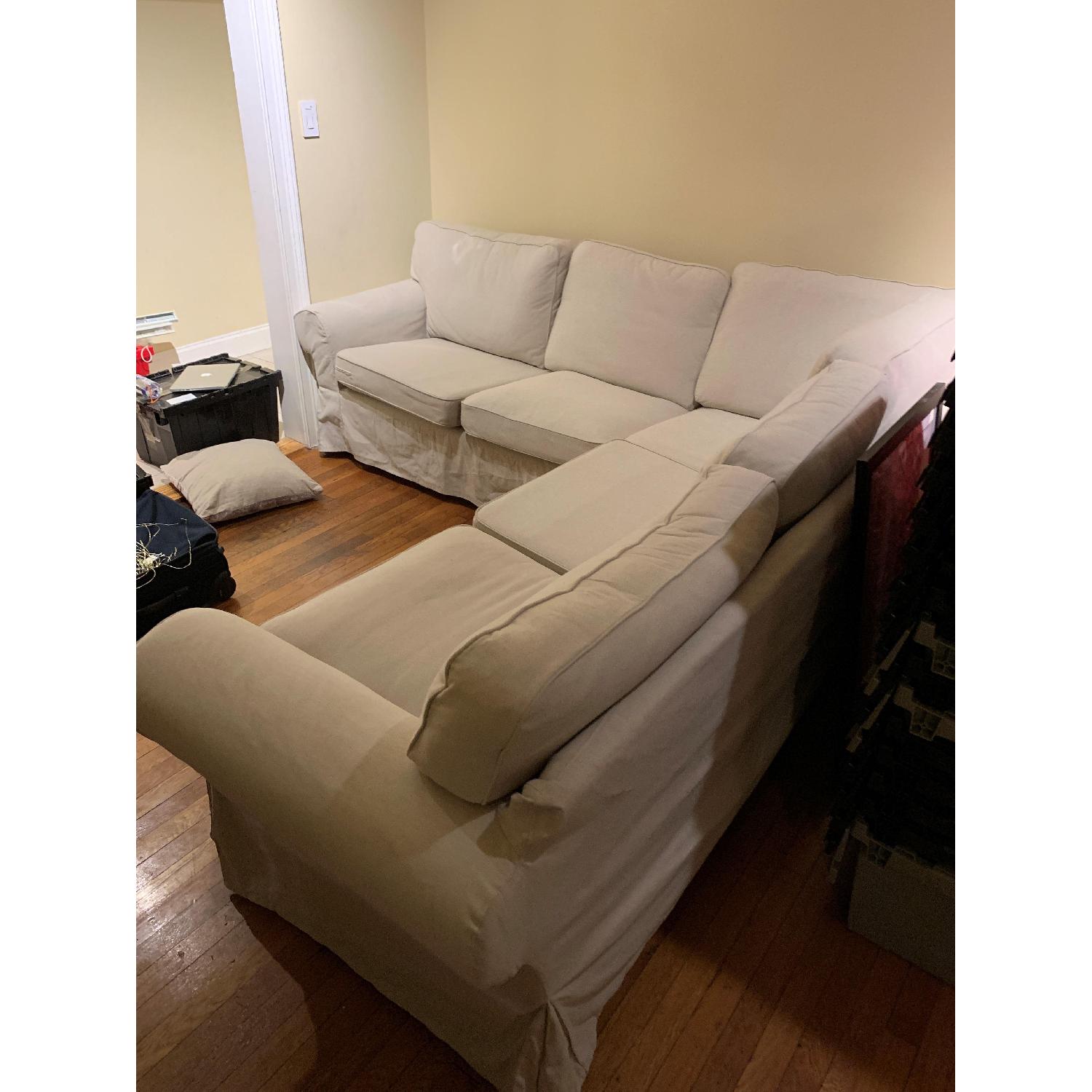 Ikea Beige 3-Piece Slipcovered Sectional Sofa - image-3
