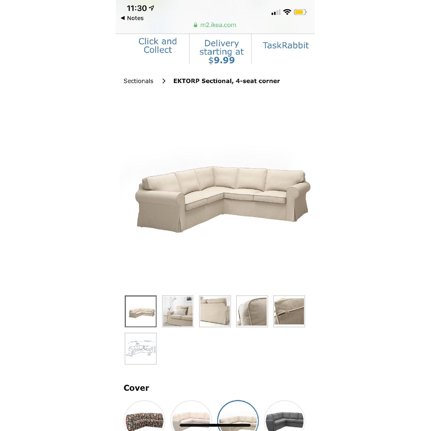 Ikea Beige 3-Piece Slipcovered Sectional Sofa - image-5