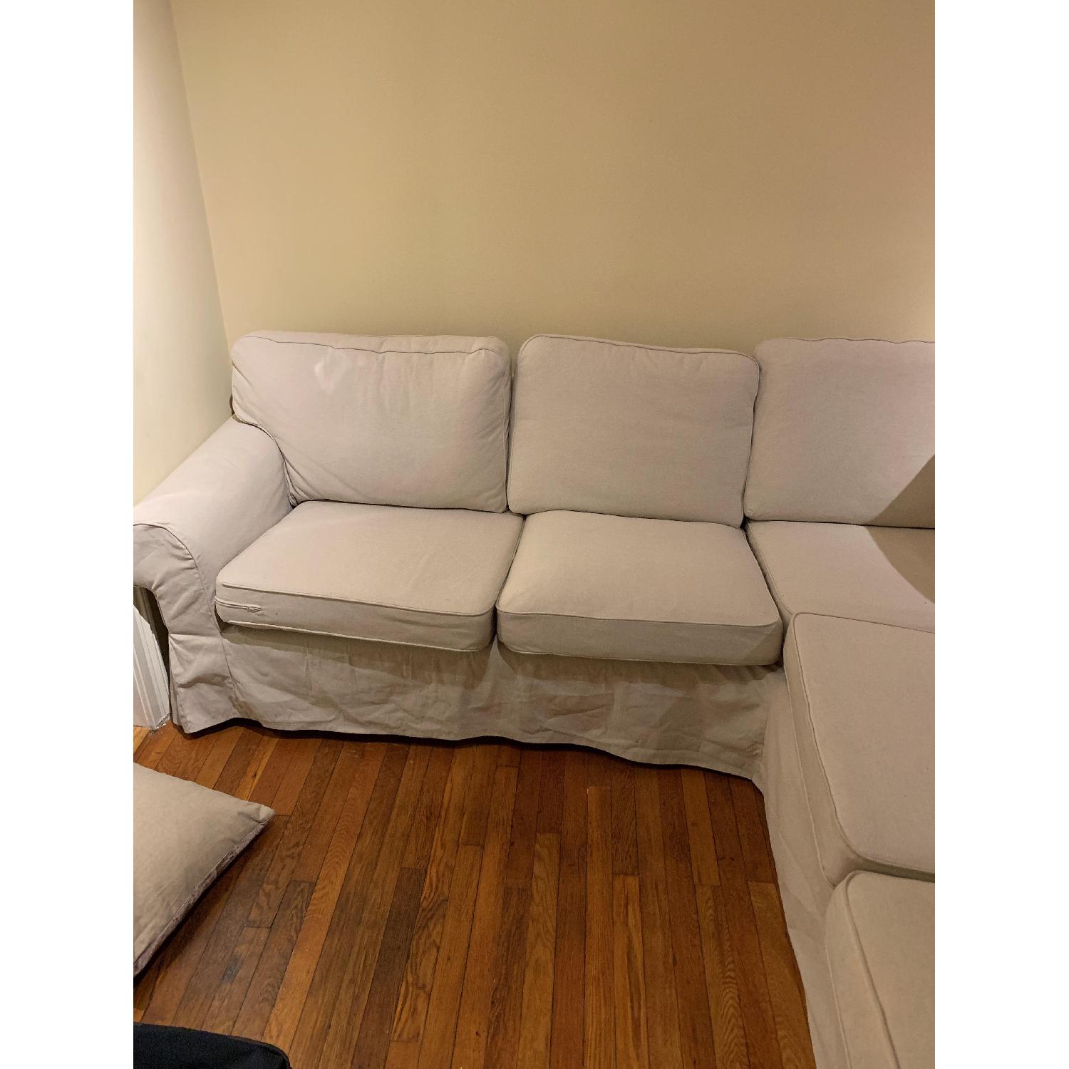 Ikea Beige 3-Piece Slipcovered Sectional Sofa - image-8